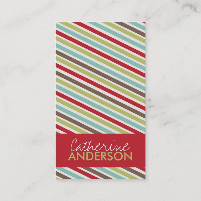Fun Angled Stripes Business Cards (Front)