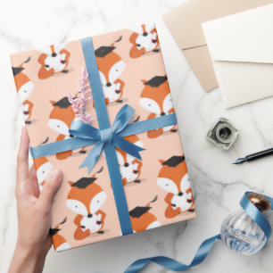Fun Animal Fox Graduation Wrapping Paper