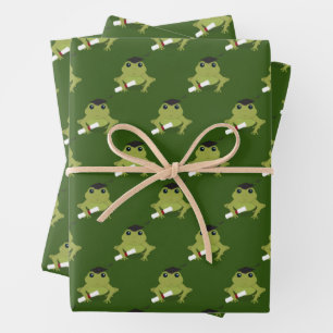 Fun Animal Frog Graduation Wrapping Paper Sheet