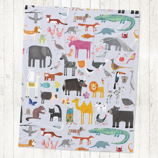 Fun Animal Menagerie Fleece Blanket