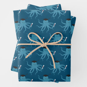 Fun Animal Octopus Graduation Wrapping Paper Sheet