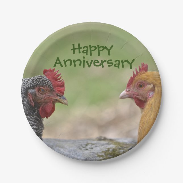 Fun Anniversary Chicken Paper Plate (Front)