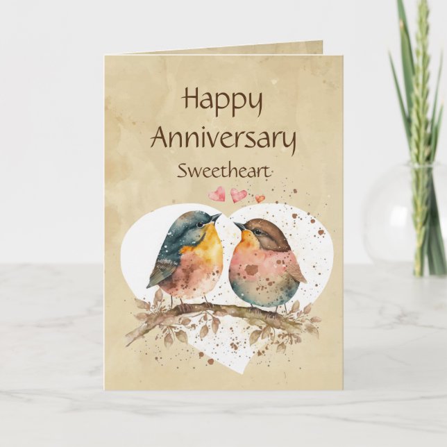 Fun Anniversary Sweetheart Love bird Humour Card (Front)
