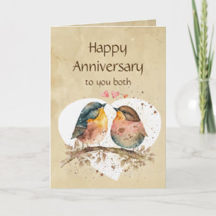 Fun Anniversary to Both Love bird Humour Card