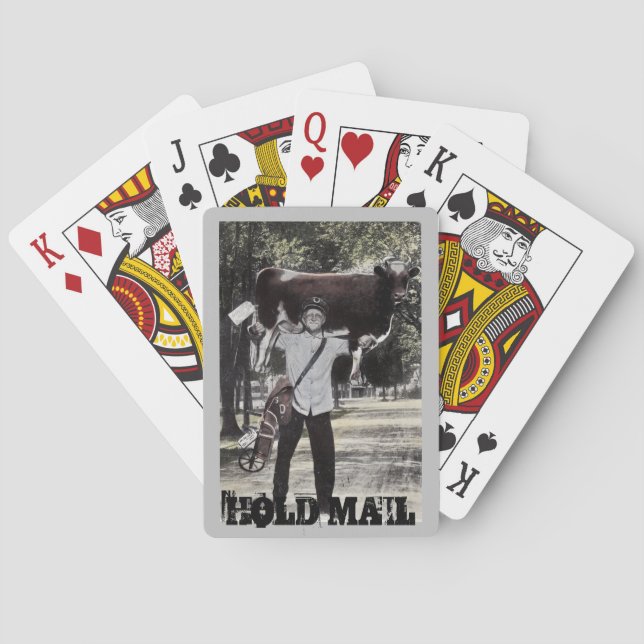 Fun Antique Hold Mail Retirement Party Favour Playing Cards (Back)
