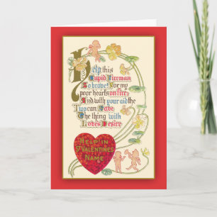 Fun Antique Illustration Valentine's Day Greeting Holiday Card