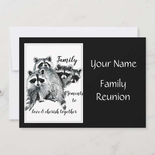 Fun Any Time, Family Reunion Cute Racoon Animals Invitation (Front)