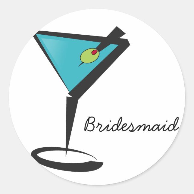 Fun Aqua Martini Classic Round Sticker (Front)