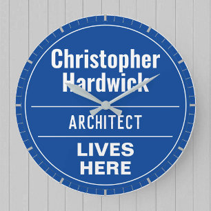 Fun Architect Wall Plaque Style Large Clock