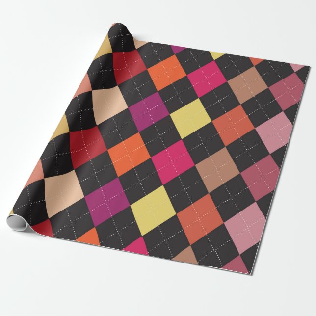 Fun Argyle Pattern Wrapping Paper (Unrolled)