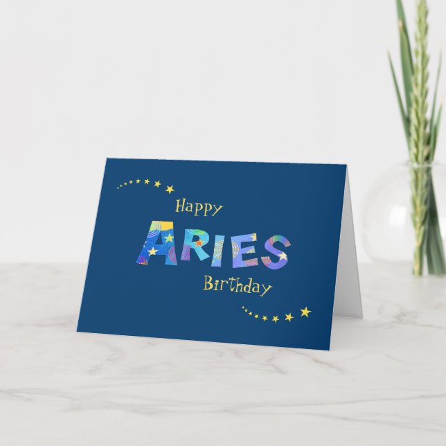 Fun ARIES Zodiac Sign Birthday Greeting Card (Front)