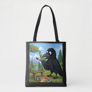 Fun Artist Crow Painting Landscape art Tote Bag