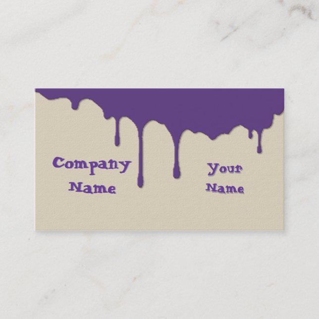 Fun Artist Paint Drips Purple Business Card (Front)