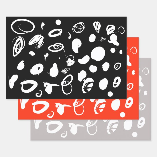 Fun artistic spots design  wrapping paper sheet (Set)