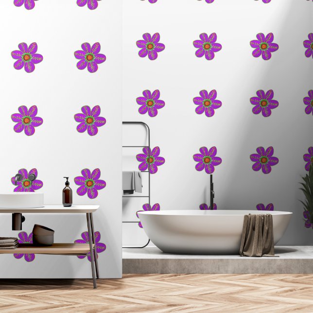 Fun Artsy Purple Floral Wallpaper (Bathroom)