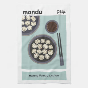 Fun Asian Food New Year Korean Dumpling Poster Tea Towel