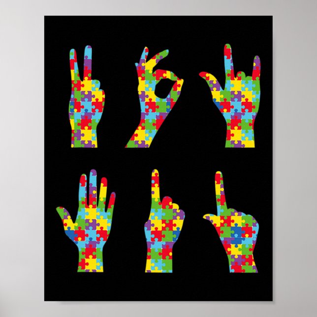 Fun ASL Love Sign Language Autism Awareness  (Front)
