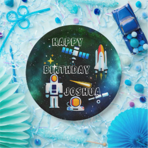 Fun Astronaut Collage Birthday Personalised Paper Plate