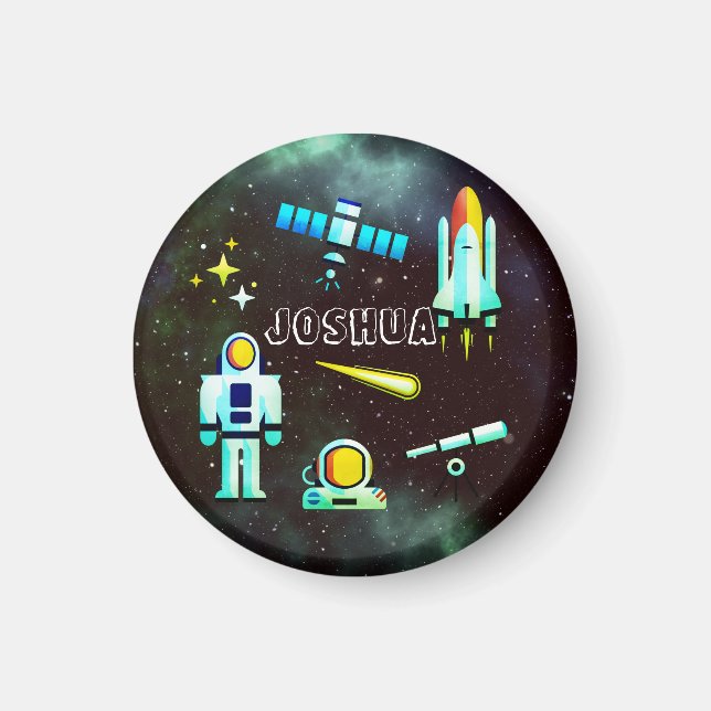 Fun Astronaut Rocket Cosmic Personalised  Magnet (Front)