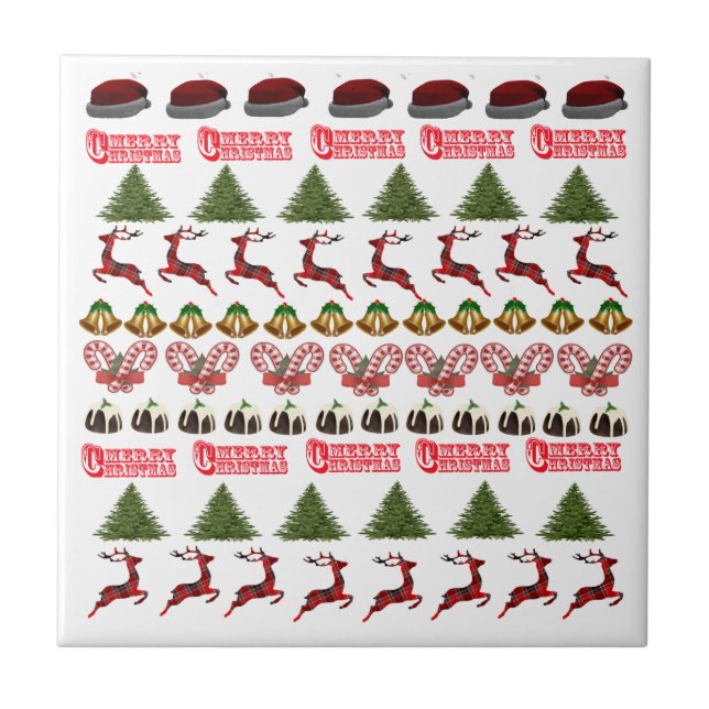 Fun At Christmas Time Pattern, Tile (Front)
