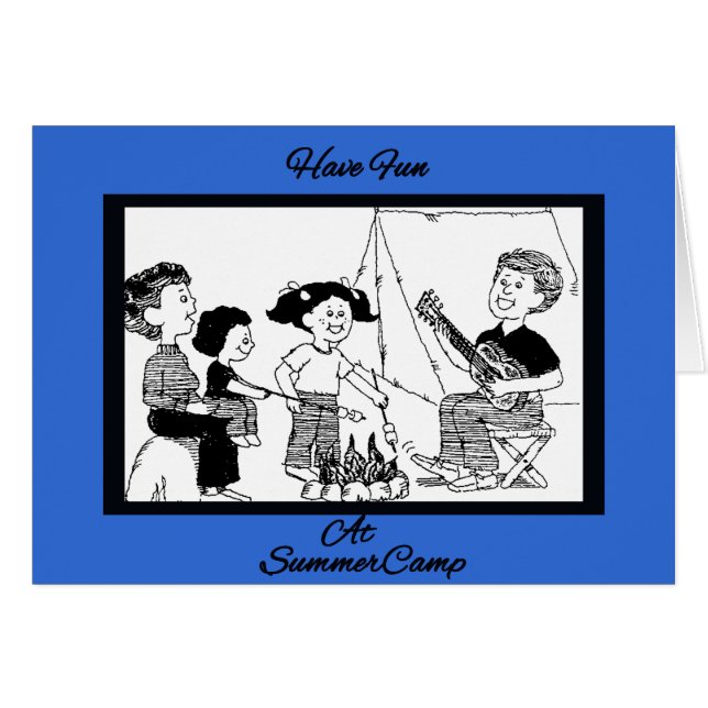 Fun At Summer Camp B&W Drawing (Front Horizontal)