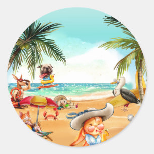 Fun at the Beach Classic Round Sticker