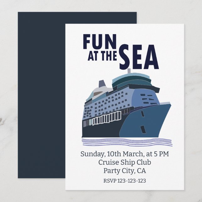 Fun At The Sea Cruise Ship Party Invitation (Front/Back)
