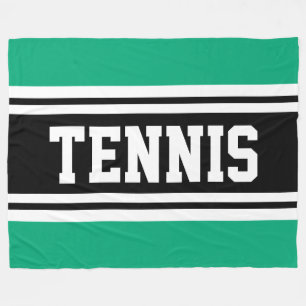 Fun Athletic 70s Green Blue Black TENNIS Stripes Fleece Blanket