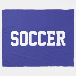 Fun Athletic Bold White SOCCER Text On Deep Blue Fleece Blanket