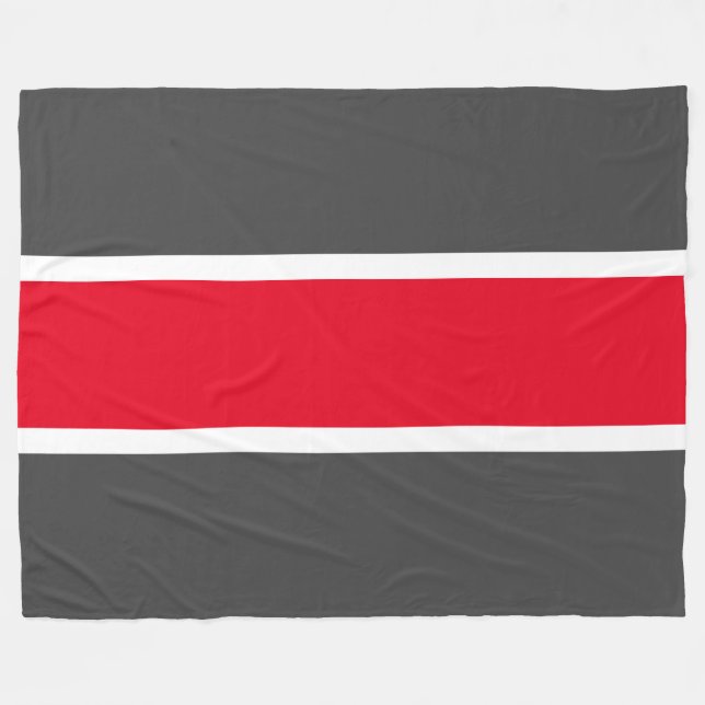 Fun Athletic Bright Red Deep Grey White Stripes Fleece Blanket (Front (Horizontal))