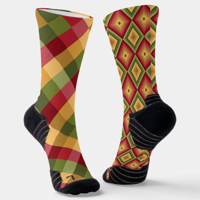 Fun Athletic Socks, Funky Colourful Mismatched Odd Socks (Angled)