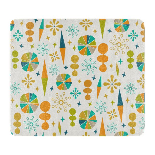 Fun Atomic Shapes Starburst Retro Mid-century Cutting Board (Front)