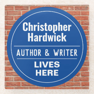 Fun Author & Writer Wall Plaque Style Glass Coaster