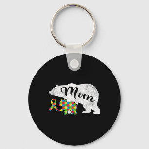 Fun Autism Bear Mum Key Ring