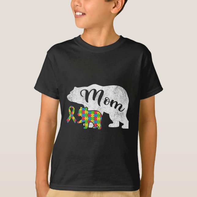 Fun Autism Bear Mum  T-Shirt (Front)
