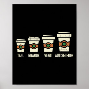 Fun Autism Mum Coffee Awareness Mothers Day Poster