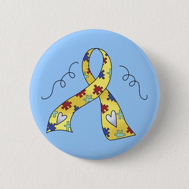 Fun Autism Ribbon Of Awareness Gift 6 Cm Round Badge (Front)