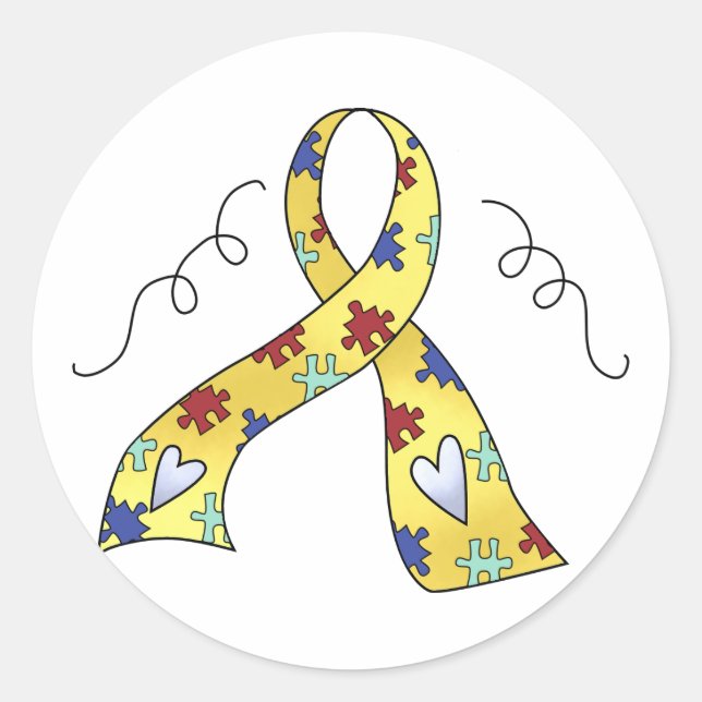 Fun Autism Ribbon Of Awareness Gift Classic Round Sticker (Front)