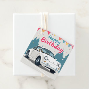 Fun Auto-Themed Happy Birthday Favour Tags