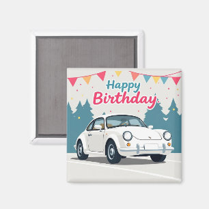 Fun Auto-Themed Happy Birthday Magnet