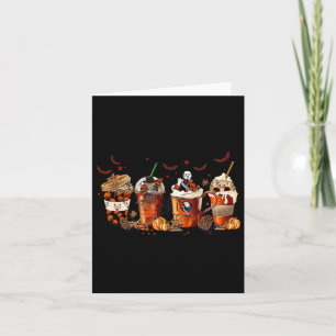 Fun Autumn Fall Horror Latte Coffee Cups Ghost Hal Card