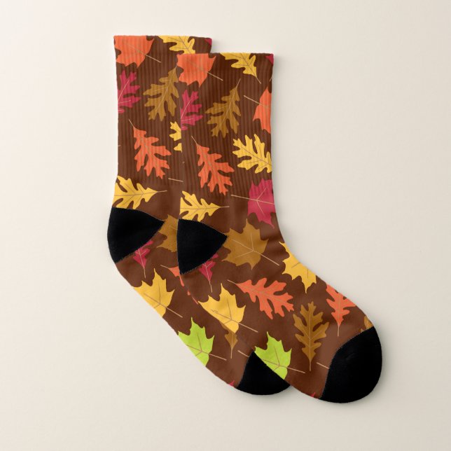 Fun Autumn Leaves Fall Thanksgiving Socks (Pair)