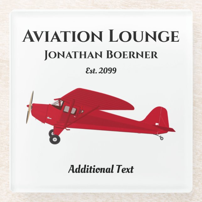 Fun Aviation Lounge Vintage Aeroplane Glass Coaste Coaster (Front)