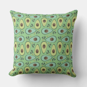 Fun Avocado Cilantro Salad Pattern Cushion