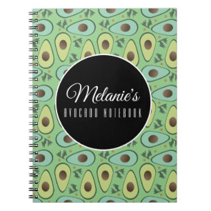Fun Avocado Cilantro Salad Pattern Notebook