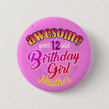 Fun Awesome Birthday Girl Text Graphic on Pink