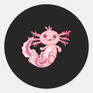 Fun Axolotl Lover Cute Axolotl Cute Kawaii Kitten  Classic Round Sticker