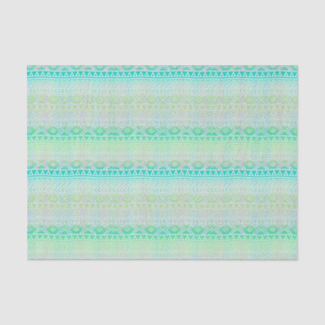 Fun Aztec Influenced Pattern Green Turquoise Tissue Paper (Front)
