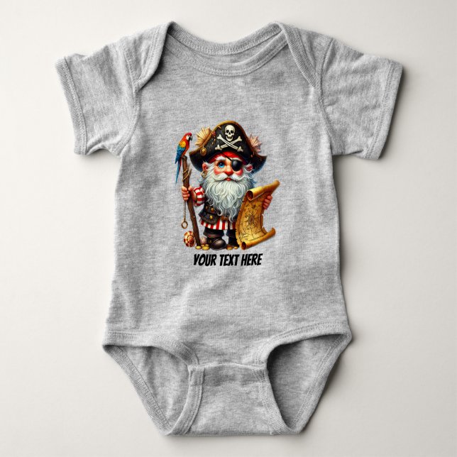 Fun baby boy pirate customisable  bodysuit (Front)