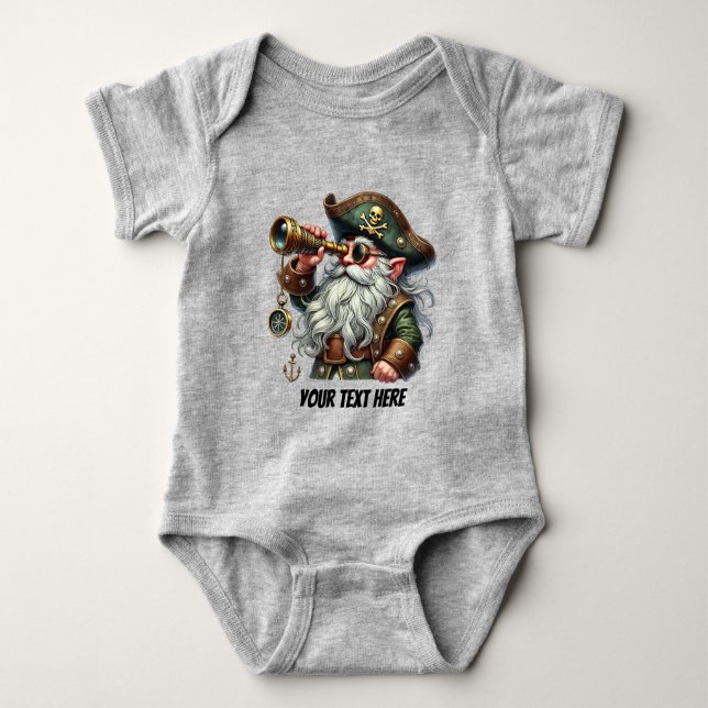 Fun baby boy pirate customisable bodysuit (Front)